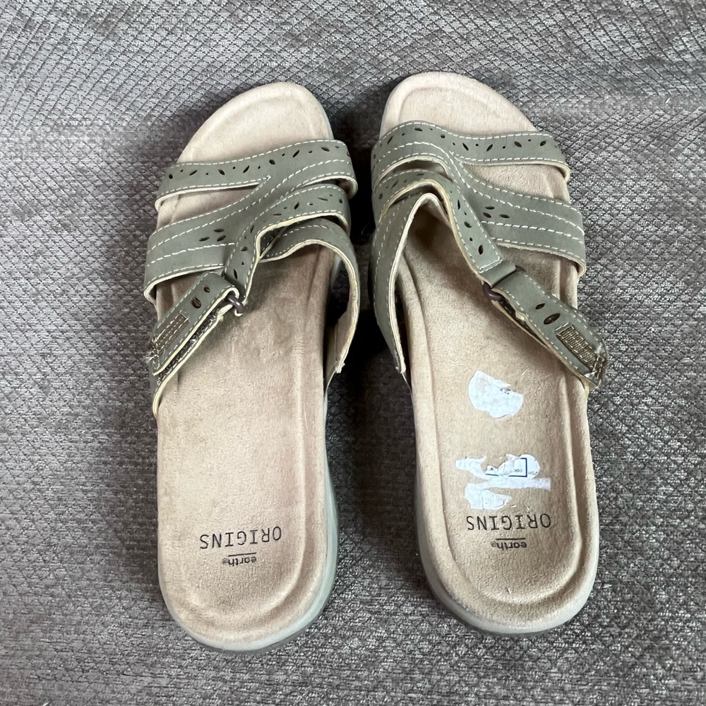 Earth Origins Sandra Suede Leather Multi-Strap Slide Sandals  Sz 11 like new - Picture 2 of 12